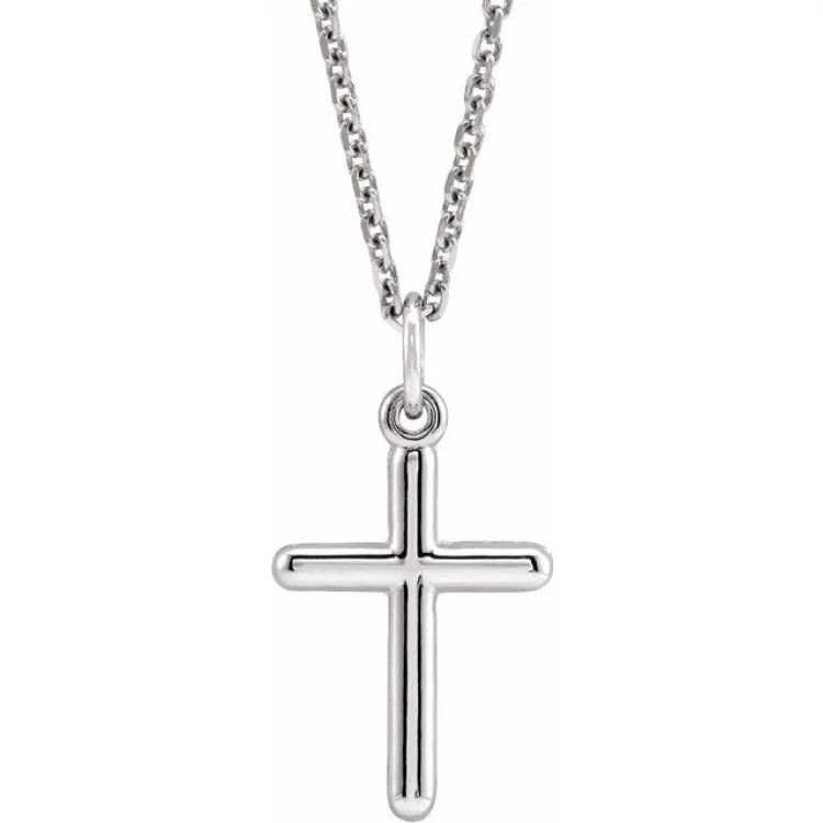 14K White 18x9 mm Cross 18" Necklace