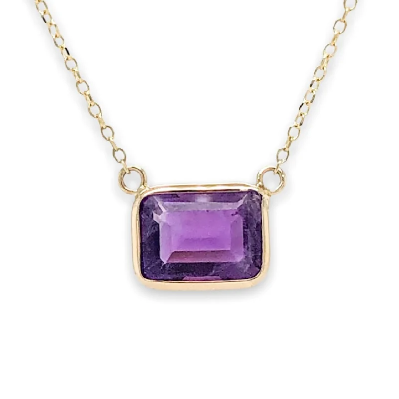 14K Y Gold 8X6mm Amethyst Necklace