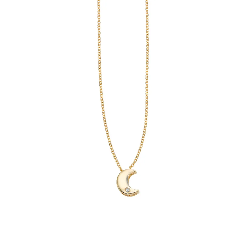 14kt Gold 18 inches Yellow Finish 7x5.8mm(CE),0.8mm(Ch) Polished 2 inches Extender Moon Necklace with Lobster Clasp with 0.0050ct 1mm White Diamond 14kt Gold 18 inches Yellow Finish 7x5.8mm(CE),0.8mm(Ch) Polished 2 inches Extender Moon Necklace with Lobster Clasp with 0.0050ct 1mm White Diamond