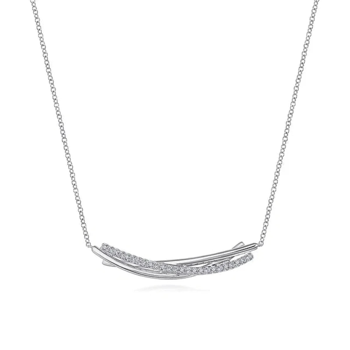 SS 0.31ctw White Sapphire Beaded Bar Necklace