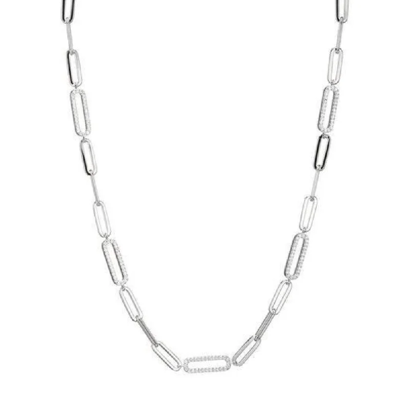 SS CZ Paperclip Necklace