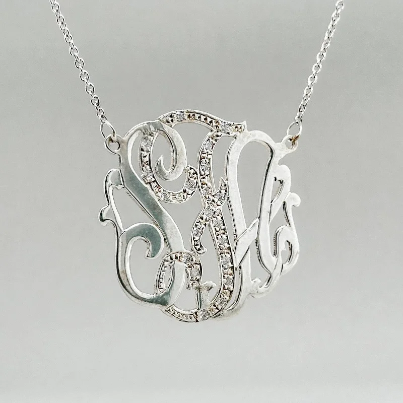 SS Monogram Pendant with CZ