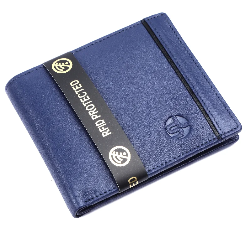 MENS LEATHER WALLET (RFID) 93710 (BLUE)