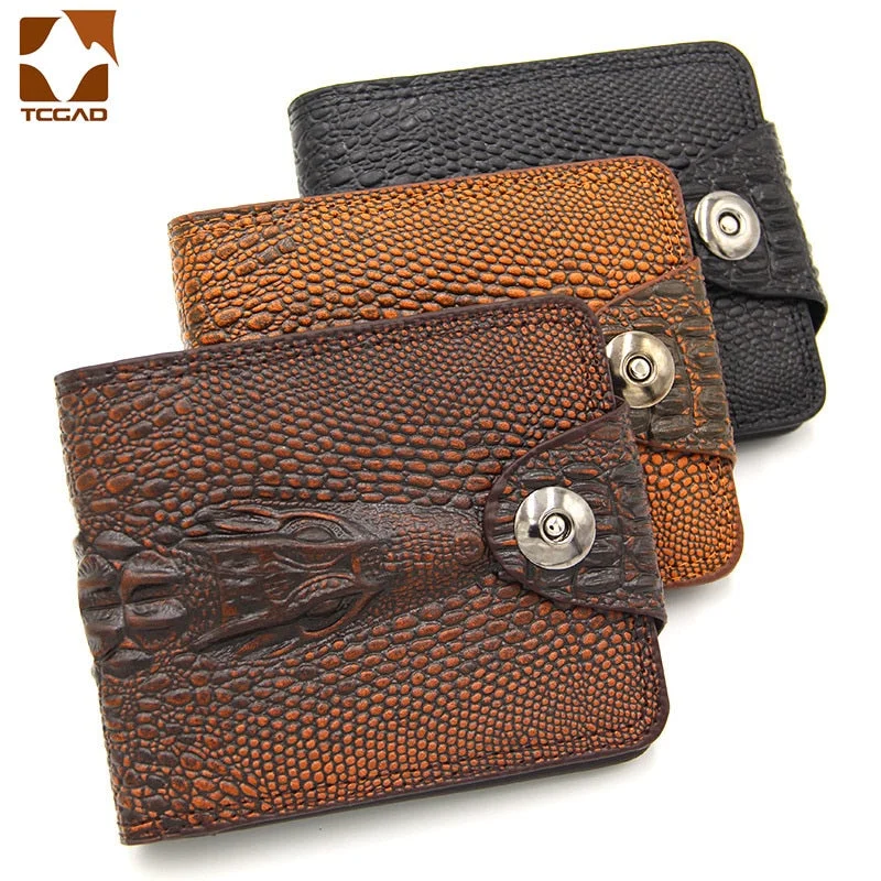 mens wallet leather genuine short purse billetera hombre men wallets vintage style cartera hombre crocodile  Alligato portemonne